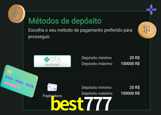 O cassino best777 oferece uma grande variedade de métodos de pagamento